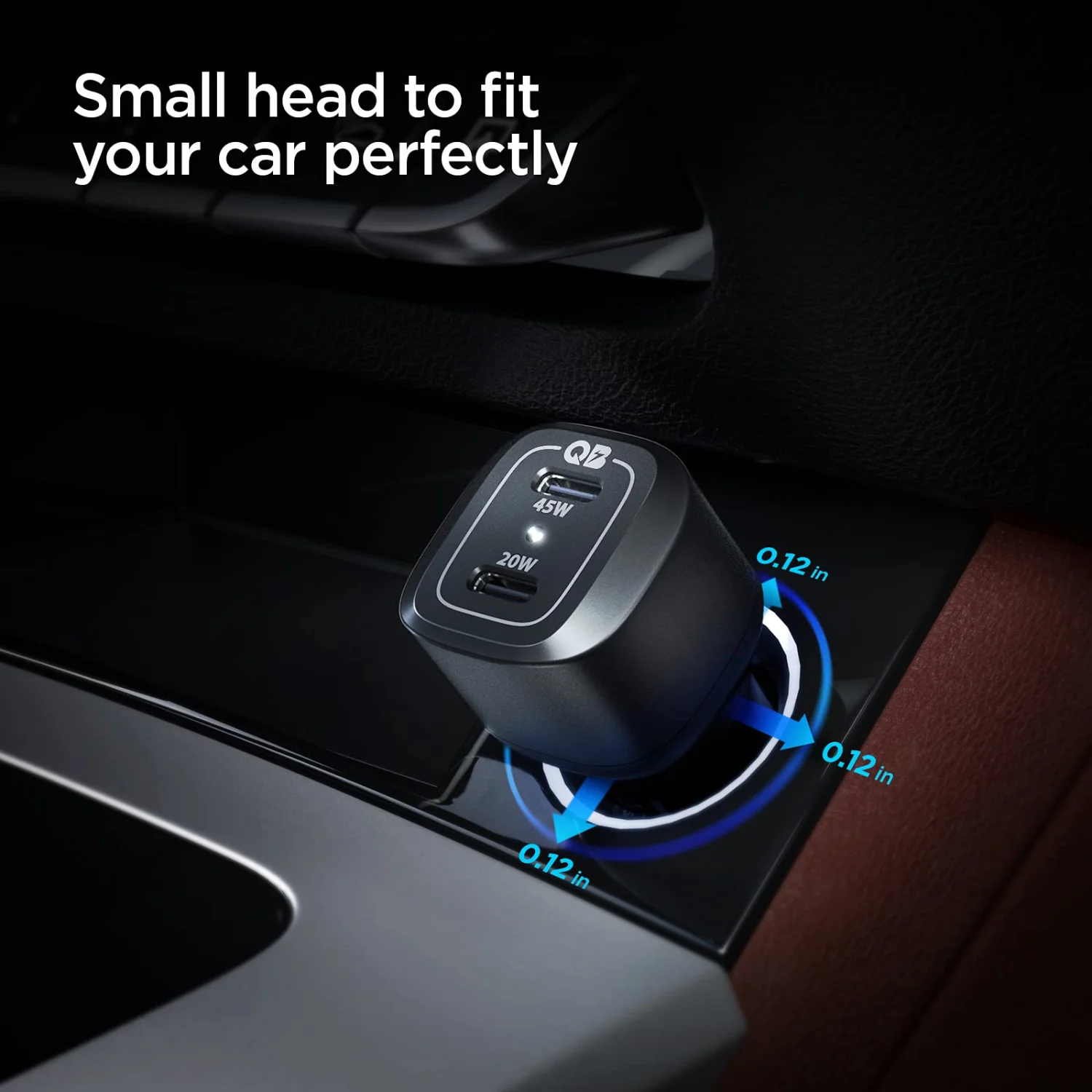 Spigen ArcStation 65W Dual Port USB-C Car Charger (45W + 20W) - PD 3.0 Fast Charging 6