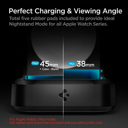 Spigen ArcField MFi Certified Charging Stand for Apple Watch Series & Ultra (Built-in 6.6ft USB-C Cable) PF2002