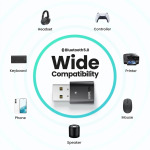 UGREEN USB Bluetooth 5.0 Adapter for PC - Wireless Data Transfer Dongle 80889