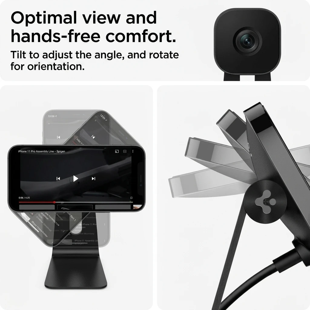 Spigen OneTap Pro MagFit MagSafe Charging Stand for iPhone 12-17 Series - Black S310W 5
