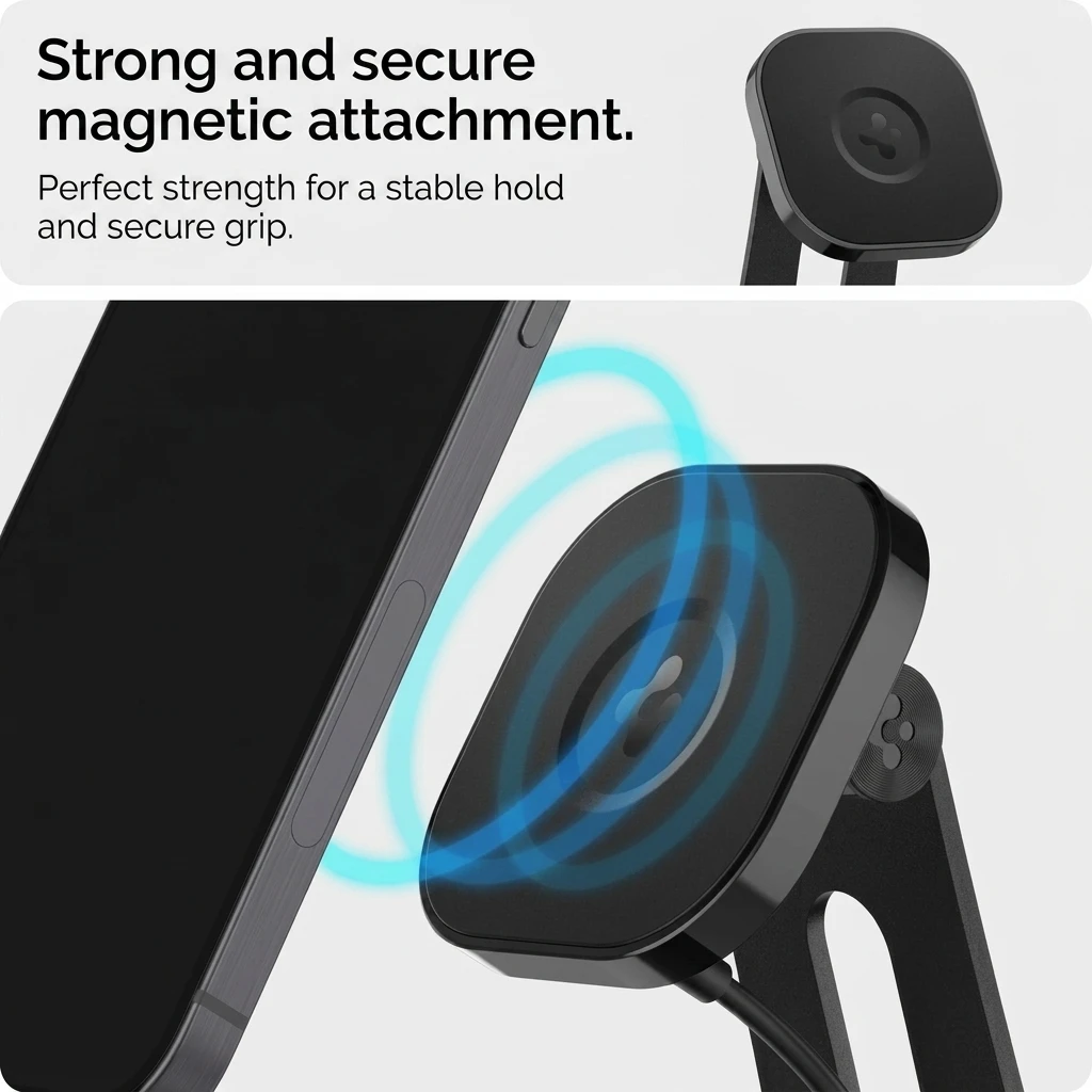 Spigen OneTap Pro MagFit MagSafe Charging Stand for iPhone 12-17 Series - Black S310W 6