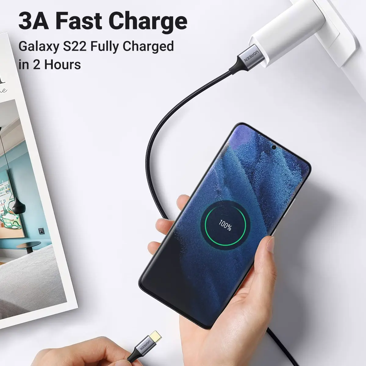 UGREEN USB 3.0 to USB-C Cable, 5Gbps Data Sync & 3A Fast Charging, 1M - Nylon Braided 20287 3