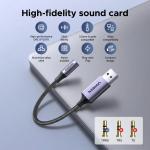 UGREEN USB to 3.5mm Audio Adapter, External Sound Card DAC 24bit/96kHz with TRRS Microphone Support 30757