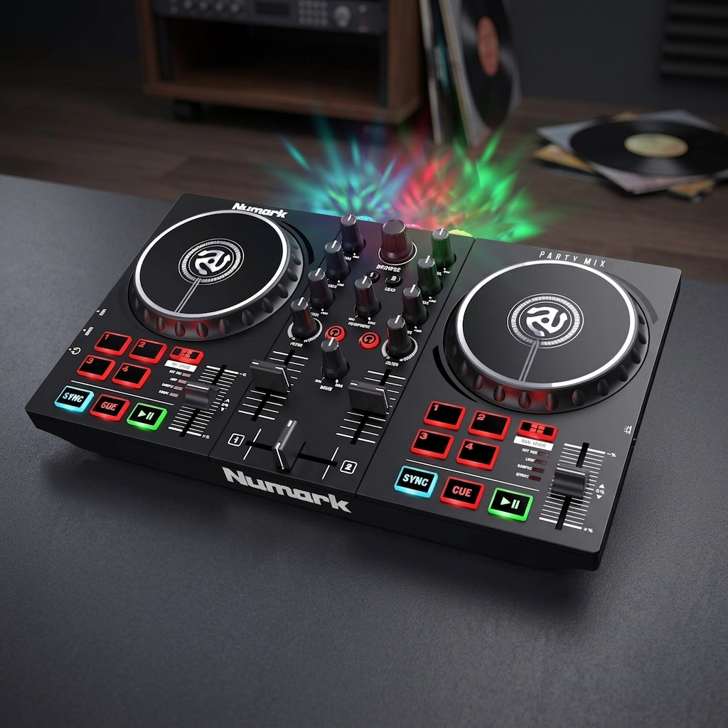 Numark Party Mix II 2-Deck DJ Controller with Built-in LED Lights & Audio Interface