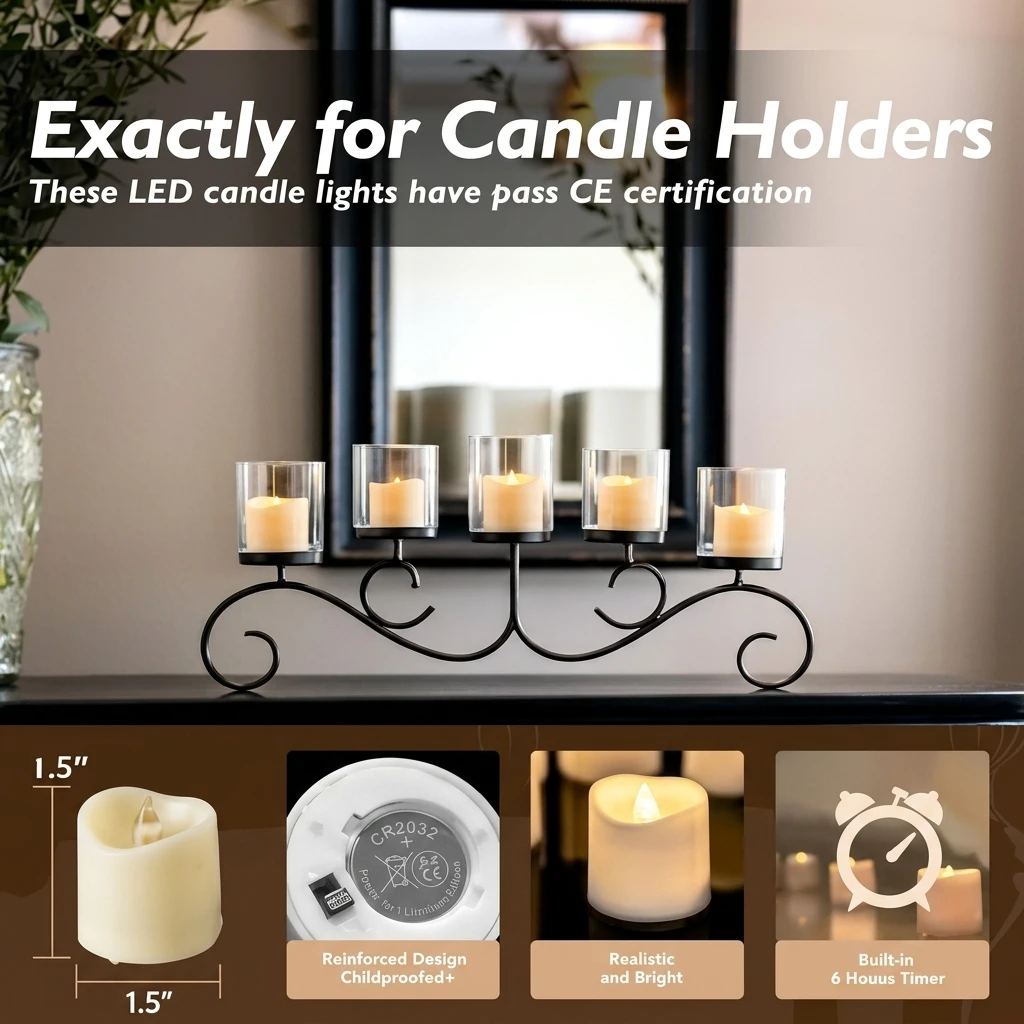 12Pack Flameless LED Votive Candles, Long Lasting Battery Operated Tea Light with Timers, 6 Hours On and 18 Hours Off Cycle Automatically for Wedding, Table Decorations (Warm White) 3