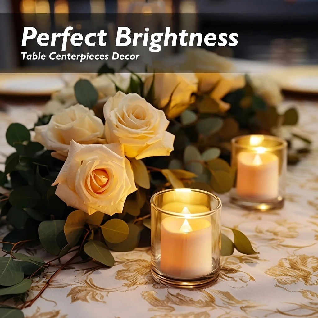 12Pack Flameless LED Votive Candles, Long Lasting Battery Operated Tea Light with Timers, 6 Hours On and 18 Hours Off Cycle Automatically for Wedding, Table Decorations (Warm White) 5