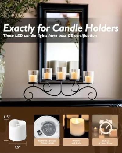 12Pack Flameless LED Votive Candles, Long Lasting Battery Operated Tea Light with Timers, 6 Hours On and 18 Hours Off Cycle Automatically for Wedding, Table Decorations (Warm White)