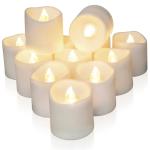 12Pack Flameless LED Votive Candles, Long Lasting Battery Operated Tea Light with Timers, 6 Hours On and 18 Hours Off Cycle Automatically for Wedding, Table Decorations (Warm White)