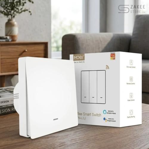 MOES ZigBee Smart Light Switch 1 Gang without Neutral Conductor No Capacitor Required, Also Works with L&N Cable, Compatible with Smart Life Tuya App Alexa Google, Tuya Zigbee Hub Required