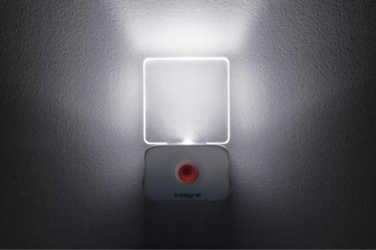 Integral LED Motion Sensor Night Light, Battery Operated Night Light with Twilight Sensor for Stairs, Staircases, Kitchens, Bedrooms, Kids Night Light and More, Transparent