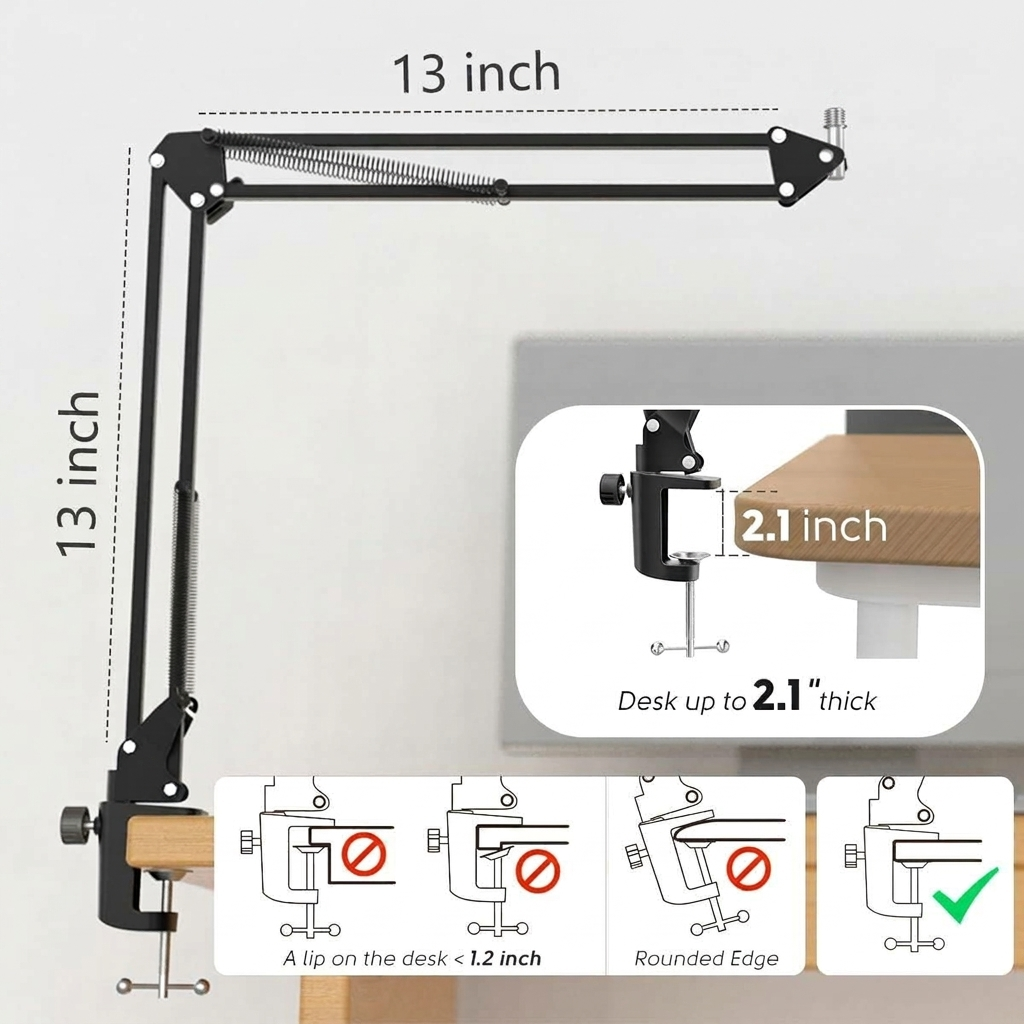 FIFINE CS1 Scissor Microphone Boom Arm Stand for Gaming and Recording 5