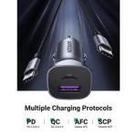 UGREEN 30W USB-C Car Charger PD 3.0 Fast Charger with Braided Cable - Space Grey 90314