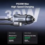 UGREEN 30W USB-C Car Charger PD 3.0 Fast Charger with Braided Cable - Space Grey 90314