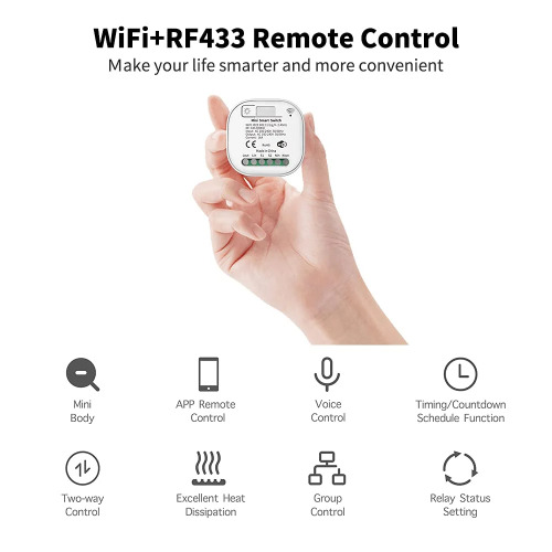MOES Wireless Smart Light Switch Kit - 1 Gang 2 Pack, No Battery/Wiring/Hub Required, RF433 + WiFi Remote Control