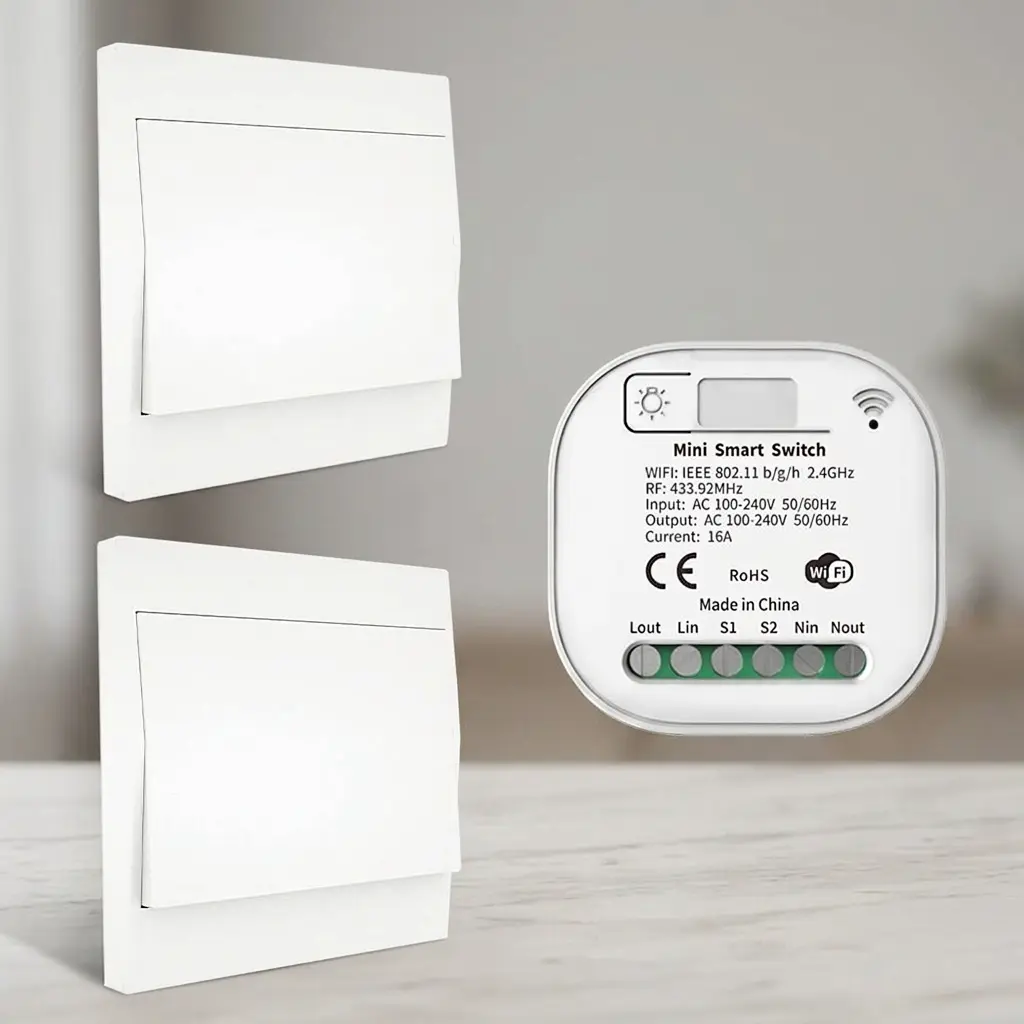 MOES Wireless Smart Light Switch Kit - 1 Gang 2 Pack, No Battery/Wiring/Hub Required, RF433 + WiFi Remote Control