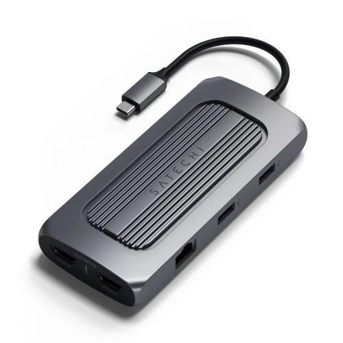 Satechi MX USB-C Multiport Adapter with Dual 4K HDMI, 100W PD & Ethernet - Space Gray