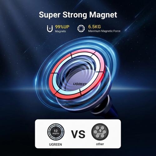 UGREEN MagSafe Adjustable Car Mount & Phone Holder with Metal Ring 90527