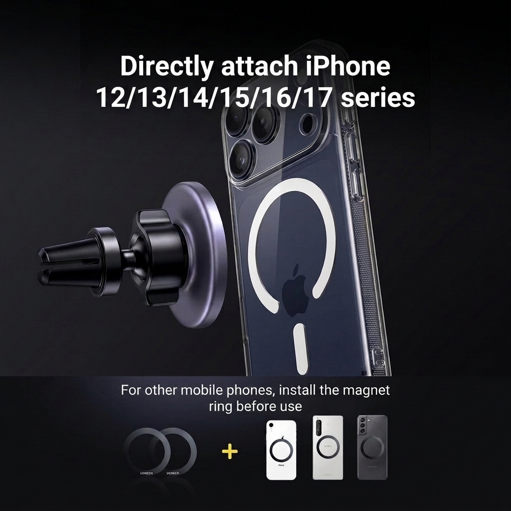 UGREEN MagSafe Adjustable Car Mount & Phone Holder with Metal Ring 90527 6