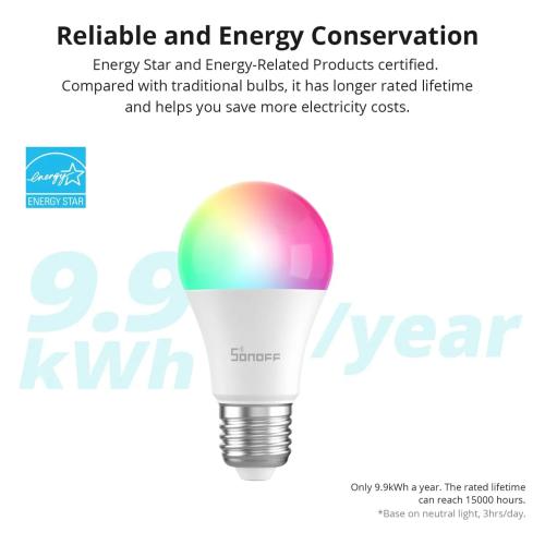 SONOFF B05-BL-A60 Smart WiFi LED Light Bulb E27 9W RGBCW Dimmable