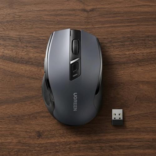 UGREEN Ergonomic Wireless Mouse 2.4G with USB Receiver, 4000 DPI, 6 Buttons, Silent Click, 18-Month Battery Life - Black
