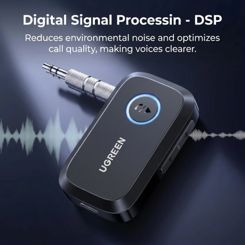 UGREEN Bluetooth Receiver for Car AUX - Hands-Free Adapter with Noise Cancellation 90748