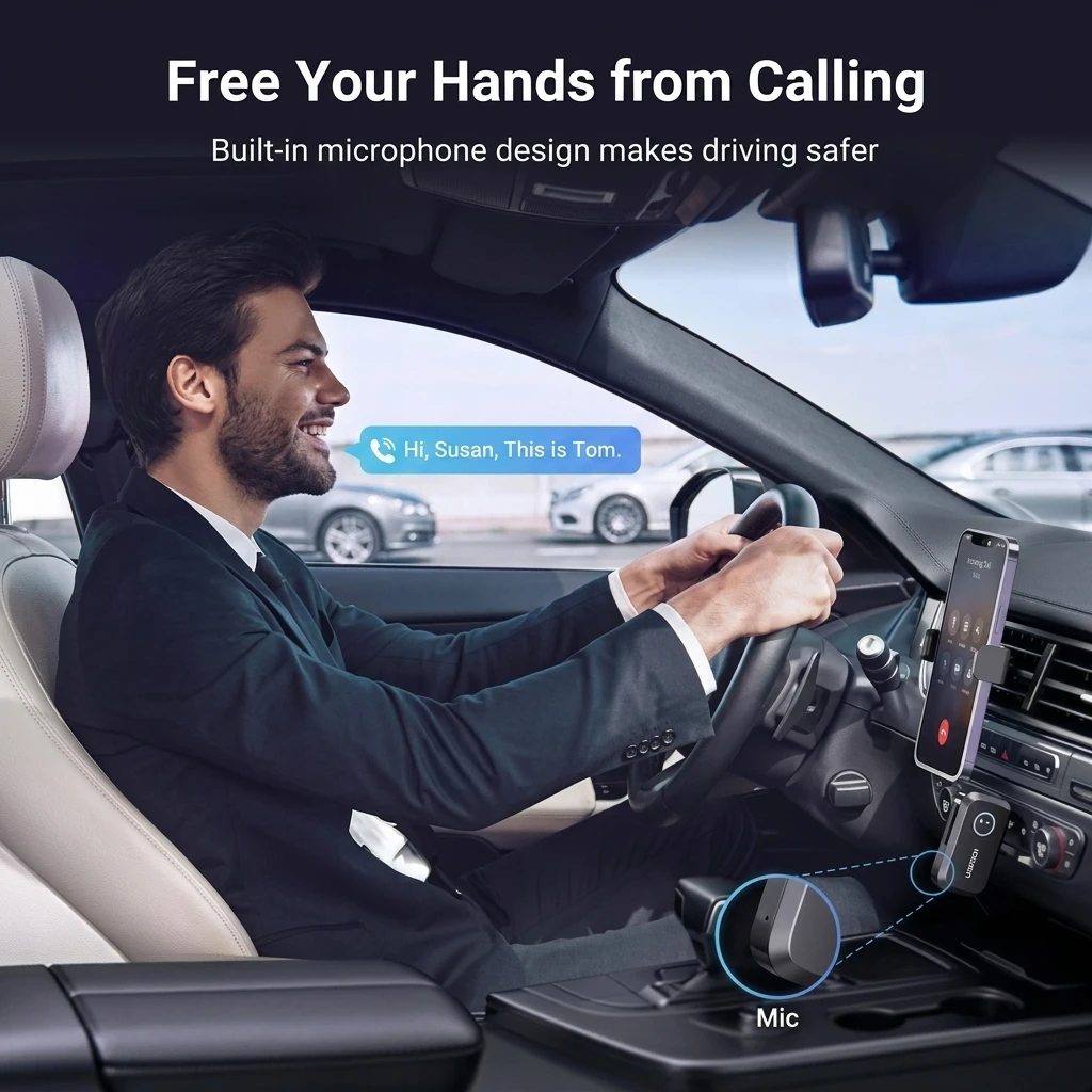UGREEN Bluetooth Receiver for Car AUX - Hands-Free Adapter with Noise Cancellation 90748 3
