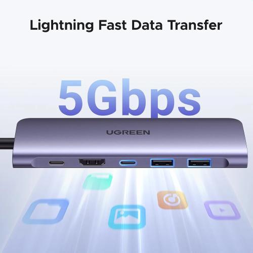 UGREEN 7-in-1 USB-C Hub with 4K HDMI, 100W PD Charging & SD/TF Card Reader 15214