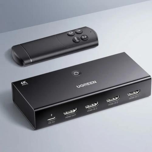 UGREEN 4K 60Hz HDMI Switch 3-in-1 Out with Remote Control 15376