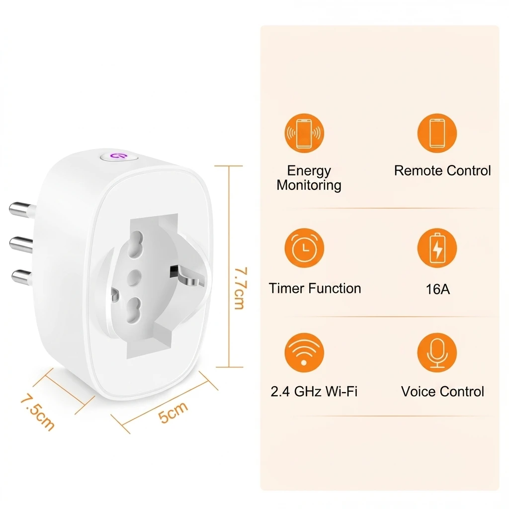 SURFOU Smart WiFi Plug, Italian Type L Socket with Energy Monitoring & Timer, 16A 2