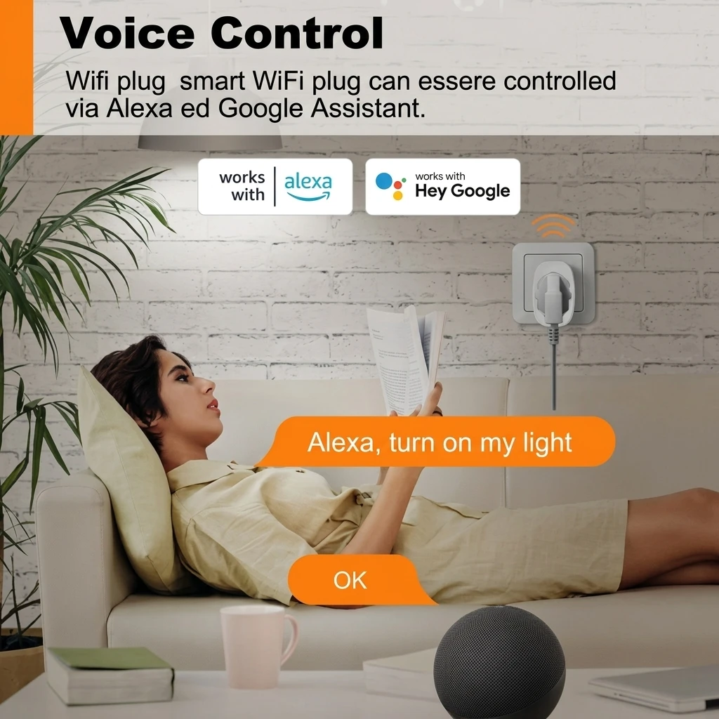SURFOU Smart WiFi Plug, Italian Type L Socket with Energy Monitoring & Timer, 16A 3