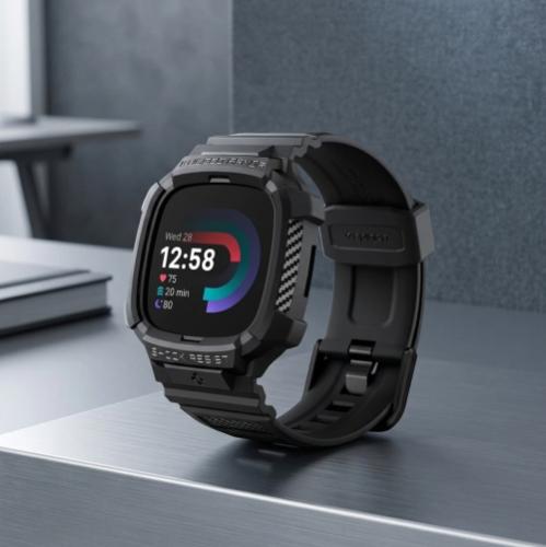 Spigen Rugged Armor Pro Band with Case for Fitbit Versa 4 / Sense 2 - Black