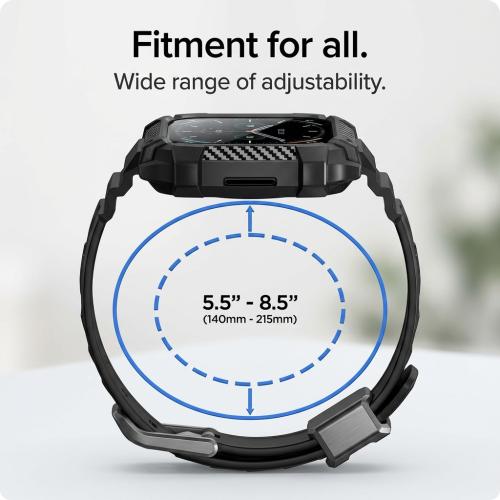 Spigen Rugged Armor Pro Band with Case for Fitbit Versa 4 / Sense 2 - Black