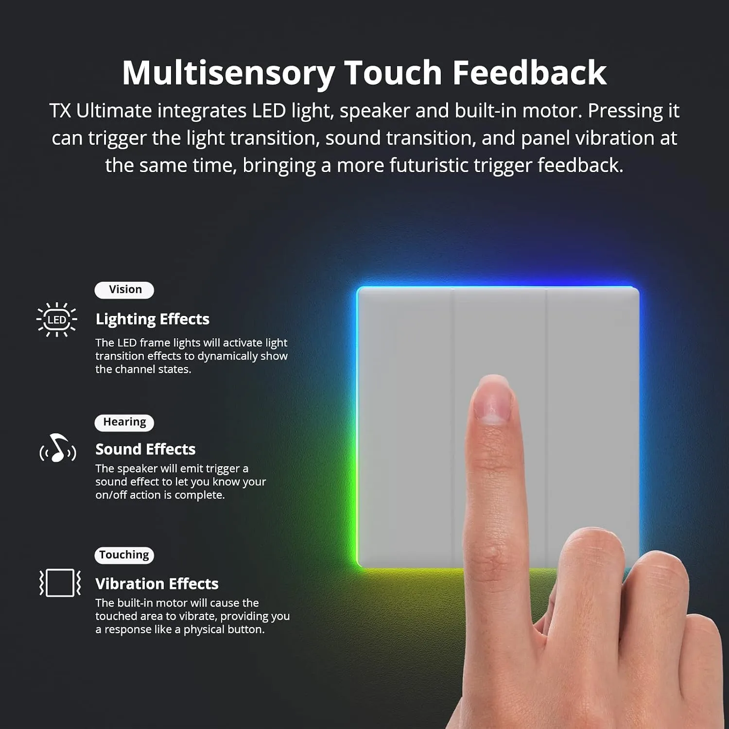 SONOFF TX Ultimate T5-1C-86 Smart 1-Gang RGB Touch Wall Switch - White 3