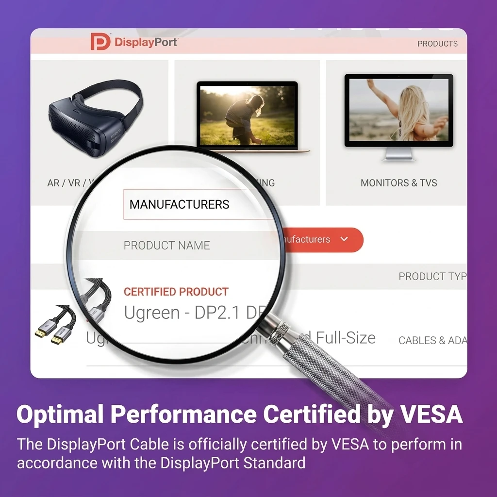 UGREEN DisplayPort 2.1 Cable 16K/8K 2M - VESA Certified 40Gbps Braided Cord 25862 2