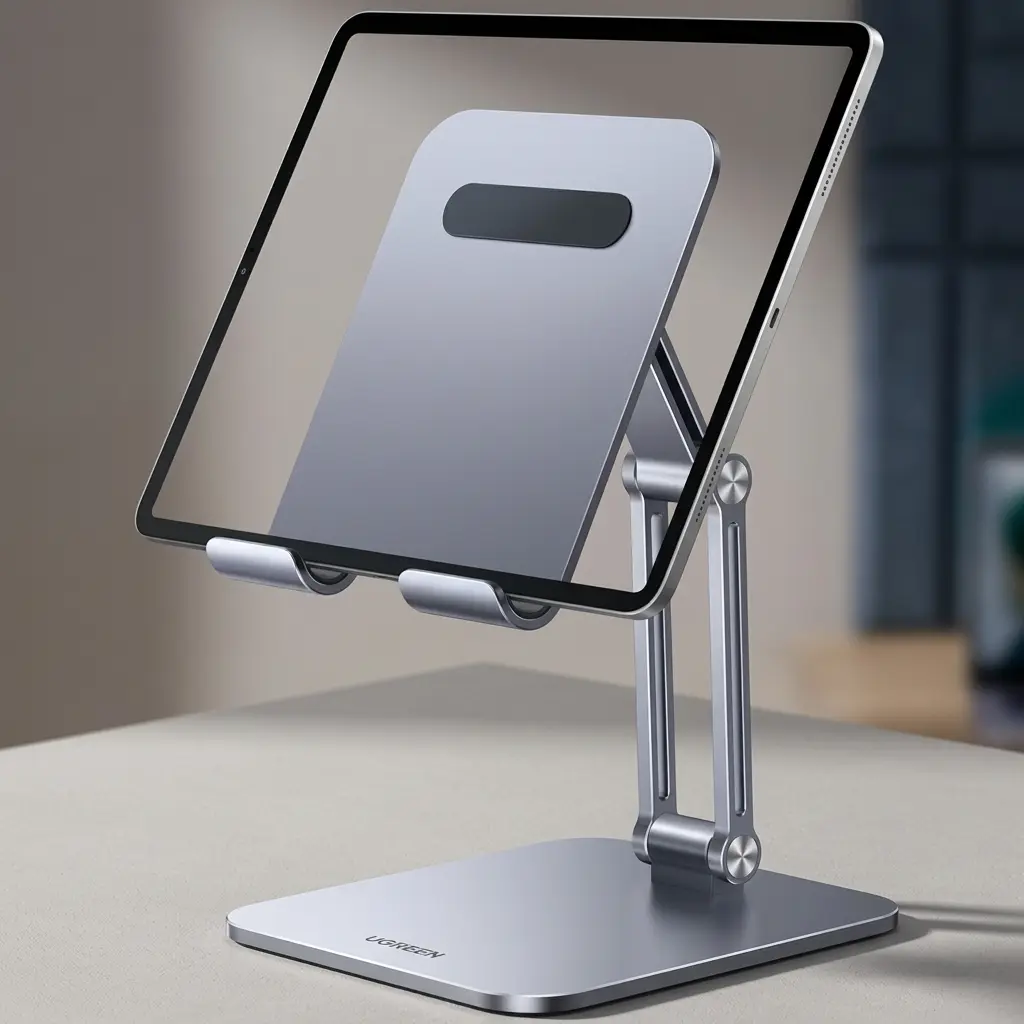 UGREEN Foldable Aluminum Tablet & Phone Stand - Adjustable Desk Holder for iPad, iPhone, and Tablets 15414