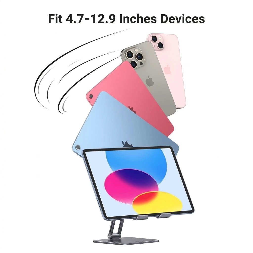UGREEN Foldable Aluminum Tablet & Phone Stand - Adjustable Desk Holder for iPad, iPhone, and Tablets 15414 6