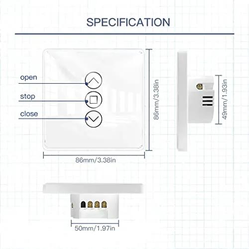MOES Smart WiFi Curtain Switch, 2.5D Arc Glass Touch Panel for Roller Blinds & Shutters