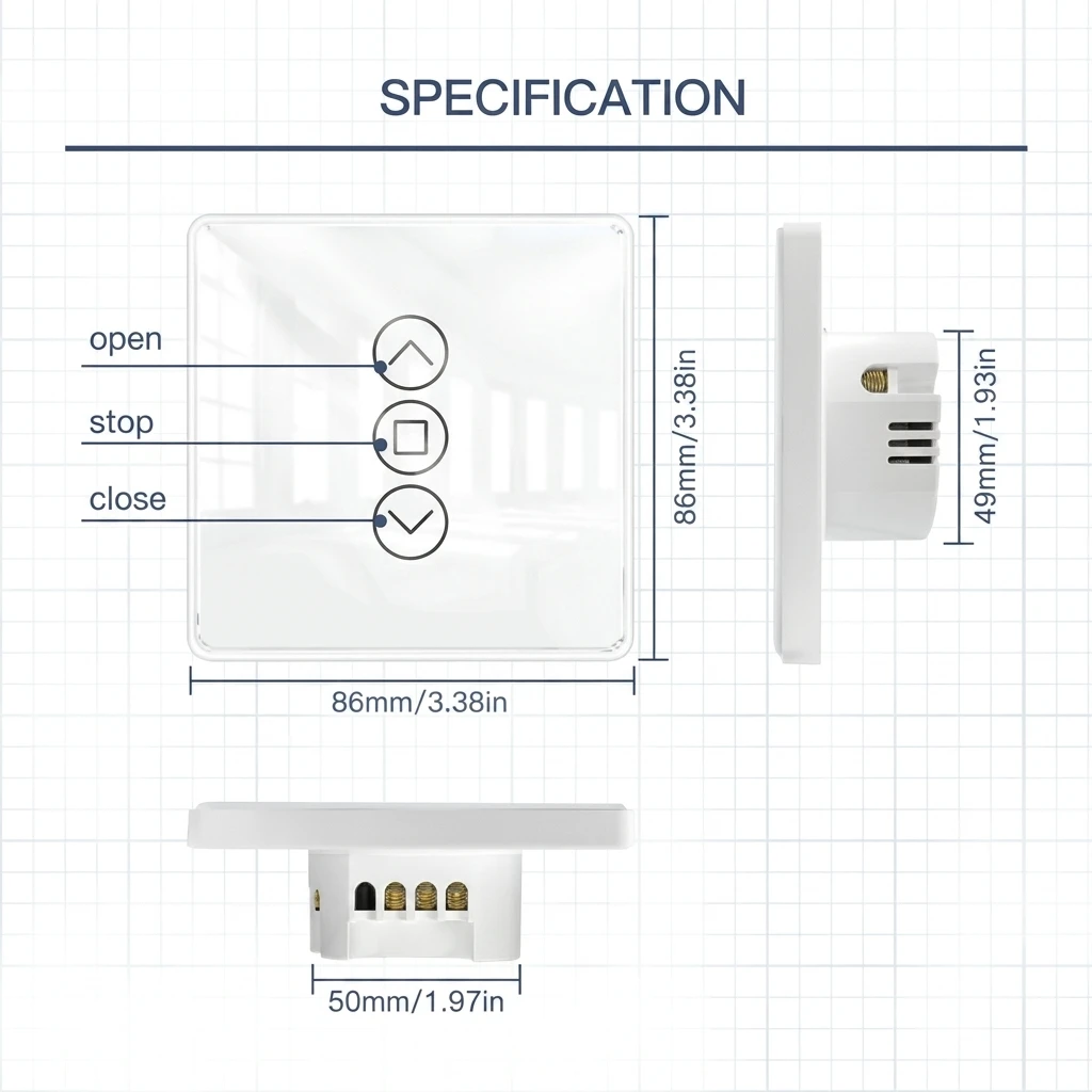 MOES Smart WiFi Curtain Switch, 2.5D Arc Glass Touch Panel for Roller Blinds & Shutters 5