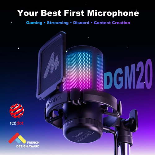 MAONO DGM20 RGB USB Gaming Microphone with Noise Cancellation & Gain Control