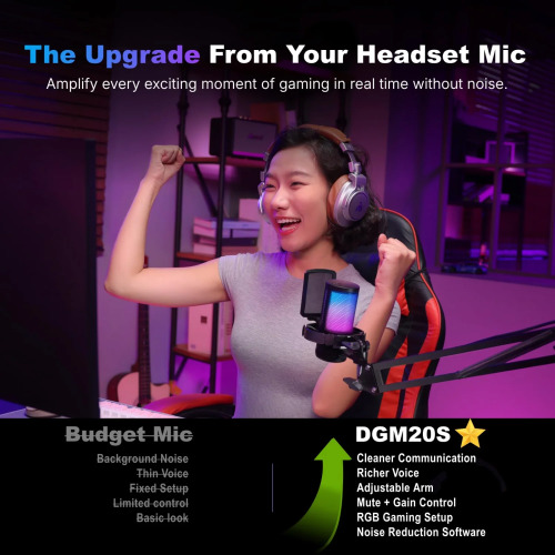 MAONO DGM20 RGB USB Gaming Microphone with Noise Cancellation & Gain Control
