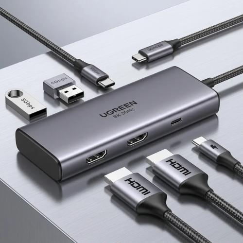 UGREEN Revodok 206 6-in-1 USB-C Dual Monitor Docking Station - 4K@60Hz HDMI 15852