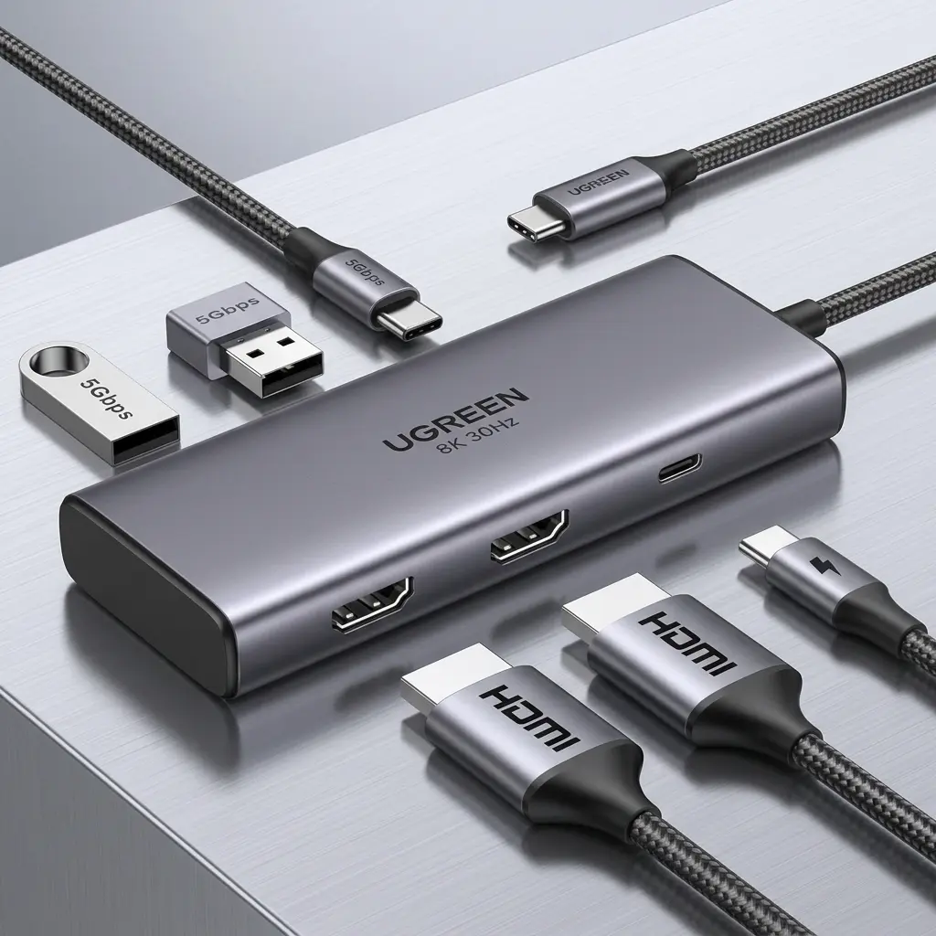 UGREEN Revodok 206 6-in-1 USB-C Dual Monitor Docking Station - 4K@60Hz HDMI 15852