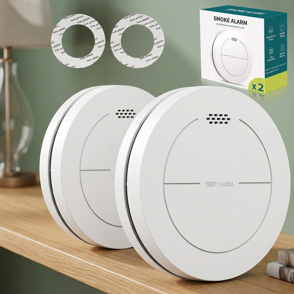 Safeliveo 10-Year Battery Photoelectric Smoke Detector & Fire Alarm - 2 Pack