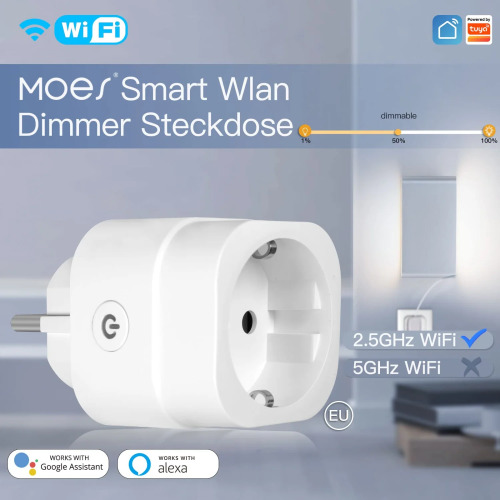 MOES Smart WiFi Dimmer Socket for Dimmable LEDs, Halogen & Incandescent Bulbs, 200W, Alexa & Google Home Compatible, Smart Life/Tuya App