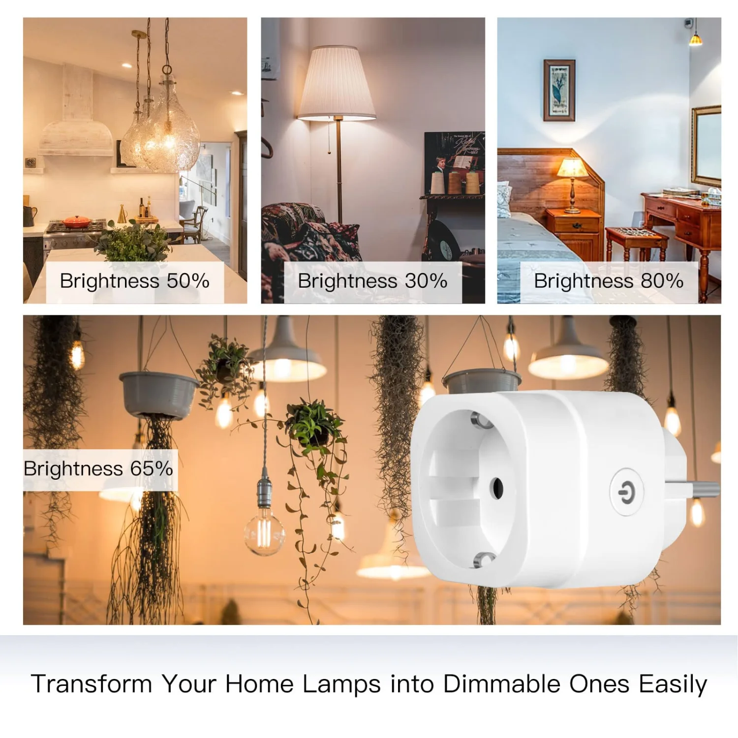 MOES Smart WiFi Dimmer Socket for Dimmable LEDs, Halogen & Incandescent Bulbs, 200W, Alexa & Google Home Compatible, Smart Life/Tuya App 2