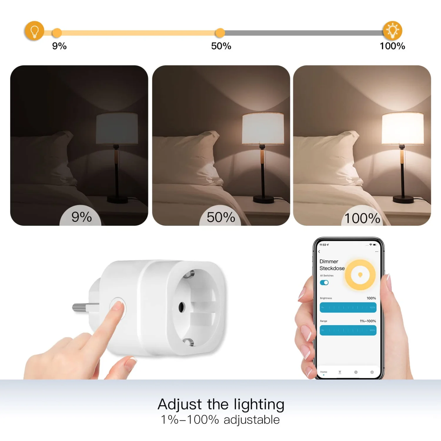 MOES Smart WiFi Dimmer Socket for Dimmable LEDs, Halogen & Incandescent Bulbs, 200W, Alexa & Google Home Compatible, Smart Life/Tuya App 3