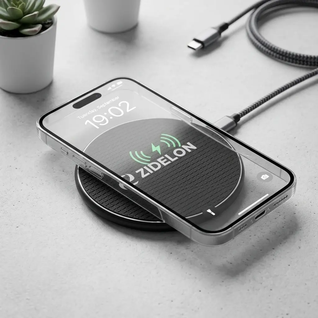 Zidelon 15W Qi Wireless Charging Pad with Integrated LED Ambient Light