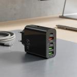 AXFEE 65W 5-Port Fast USB C Charger Hub with QC 3.0 (Black)