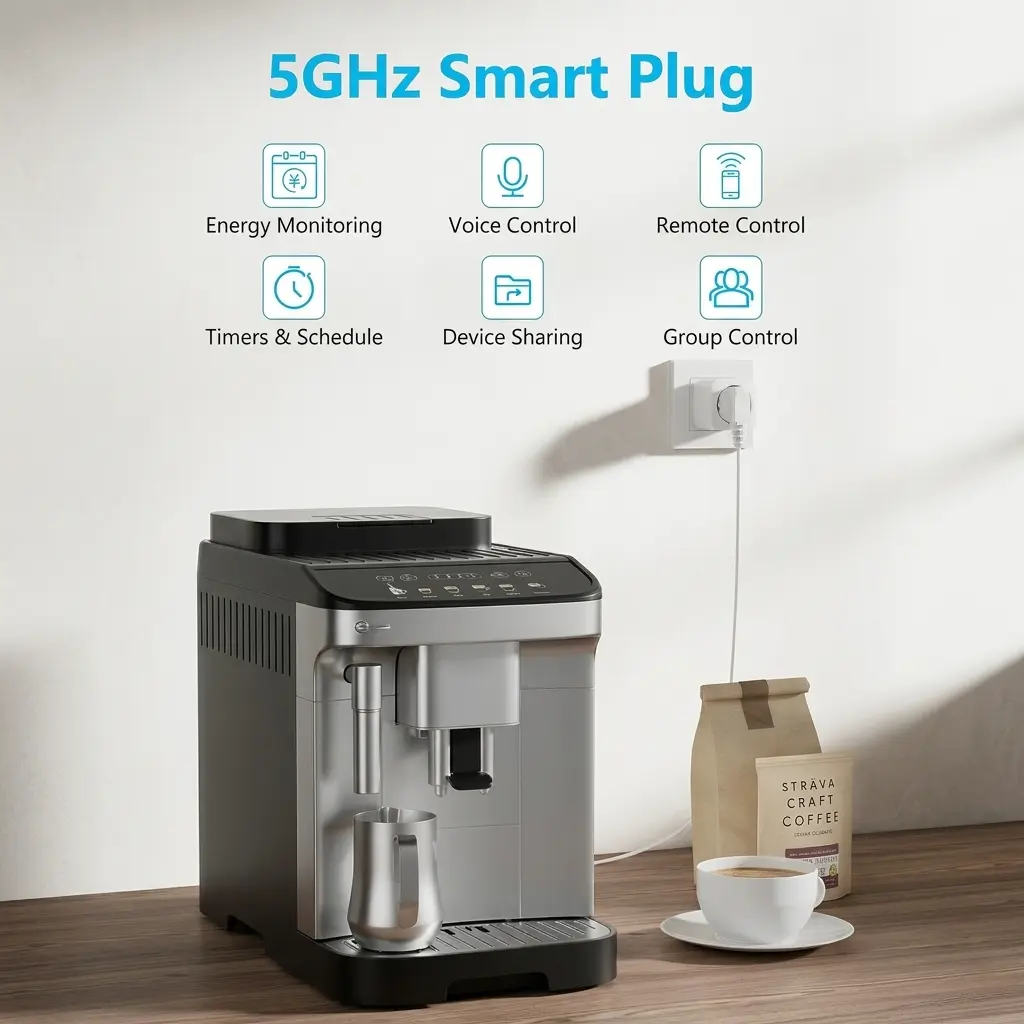 EIGHTREE 5GHz/2.4GHz WiFi Smart Plug - 16A Programmable Power Socket with Energy Monitoring, 2-Pack 2