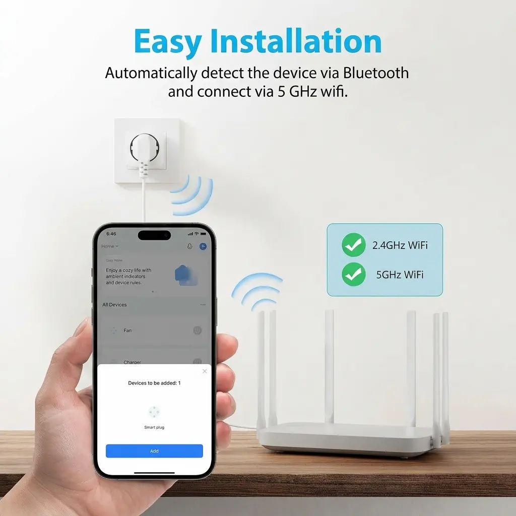 EIGHTREE 5GHz/2.4GHz WiFi Smart Plug - 16A Programmable Power Socket with Energy Monitoring, 2-Pack 5